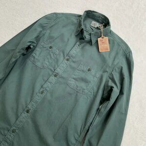 Faherty Organic Cotton Sea View Button Up Work Shirt Key West Green